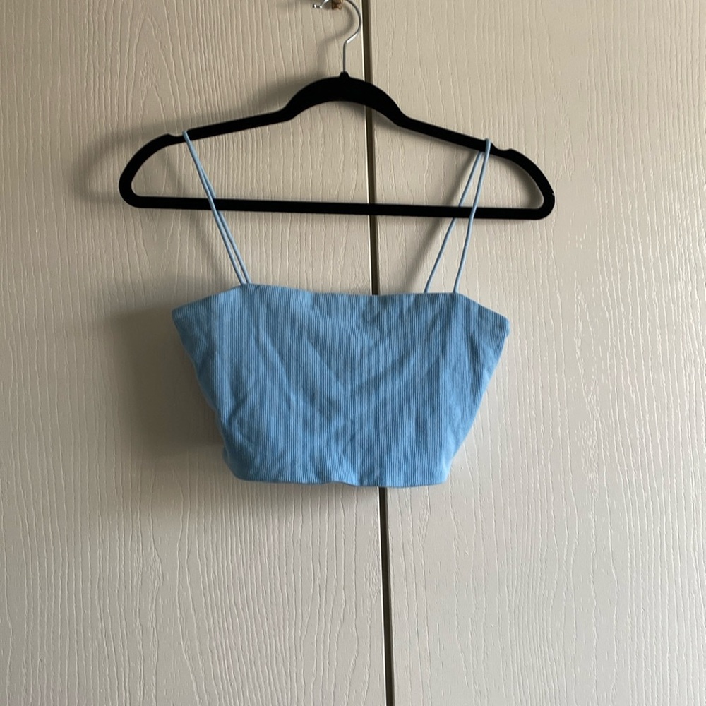 Medium light blue crop top from SHEIN